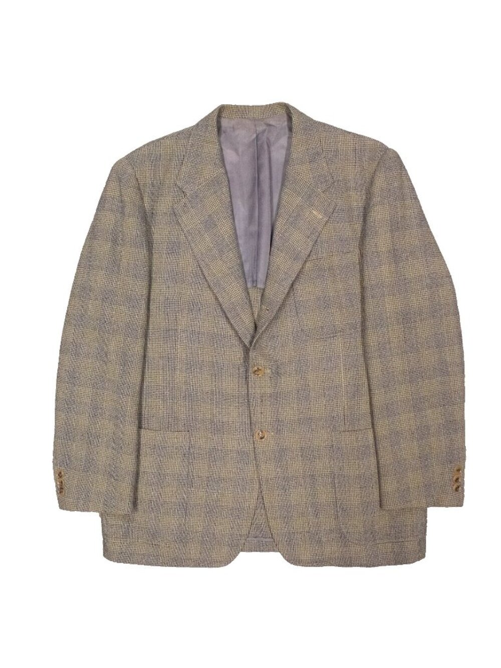 Vintage Dandy Blazer Tweed Wool Sport Coat Half Lined Brown Glen Check 42R